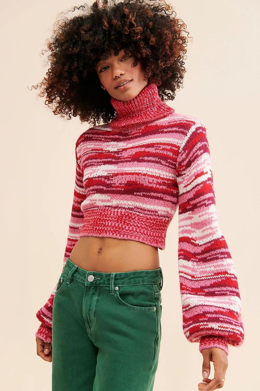 NWT For Love & Lemons Wilma Cropped Turtleneck Sweater Size XS
